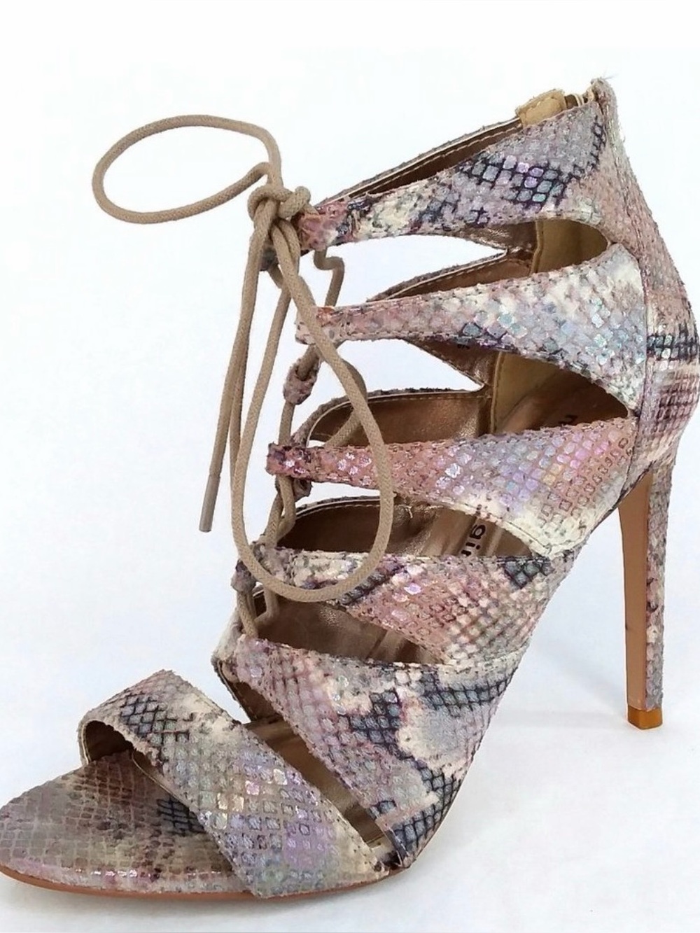 Madden Girl Raceyyy Snake Print Nude Stiletto Heels Sz 8 NWT